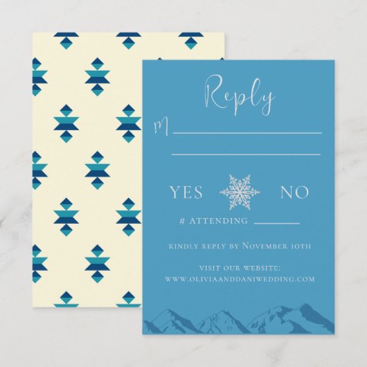 Winterberg Bloemen Huwelijksreactiekaart RSVP Kaartje (Voorkant / Achterkant)