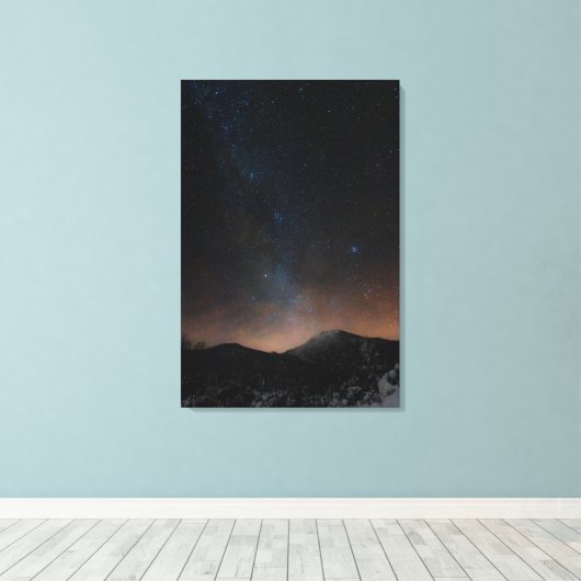 Winterberg Snežnik onder de sterrenhemel Canvas Afdruk (Insitu (Houten vloer))