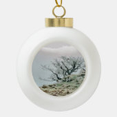 WINTERBERGBOOM KERAMISCHE BAL ORNAMENT (Voorkant)