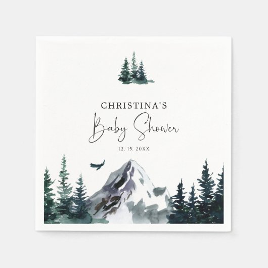 Winterbergen Baby showers servetten (Voorkant)
