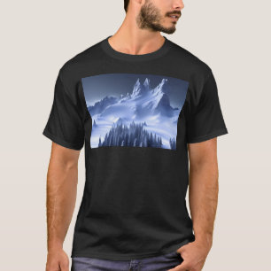 Winterbergen bij Nacht Ai Gegenereerde Kunst T-shirt