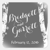 Winterberken en sneeuwvlokken vierkante sticker (Voorkant)