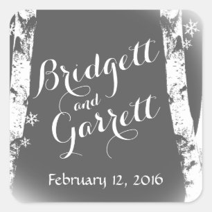 Winterberken en sneeuwvlokken vierkante sticker