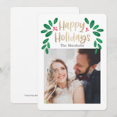 Winterberries Bewerkbare Kleur Vakantie Fotokaart Feestdagenkaart (Voorkant / Achterkant)