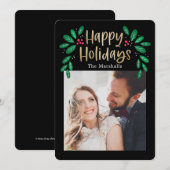 Winterberries Editable Color Holiday Photo Card Feestdagenkaart (Voorkant / Achterkant)