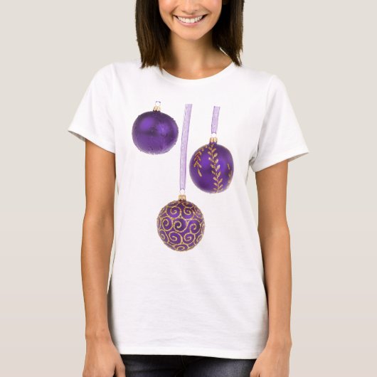 Winterberry Amethyst Paarse Lavender Kerstmis T-shirt (Voorkant)