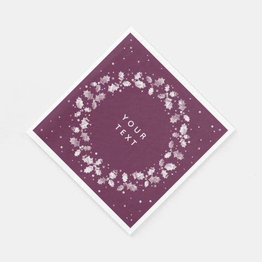 Winterberry bedrukt Holly Wreated Custom Kerstmis Servet (Hoek)