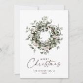 Winterberry Bohemian Neutral Christmas Wreath Feestdagenkaart (Voorkant)