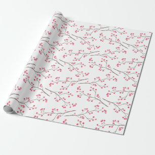Winterberry Branch Red Berries Waterverf Holiday Cadeaupapier