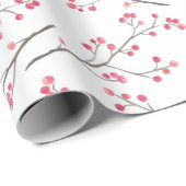 Winterberry Branch Red Berries Waterverf Holiday Cadeaupapier (Rol Hoek)