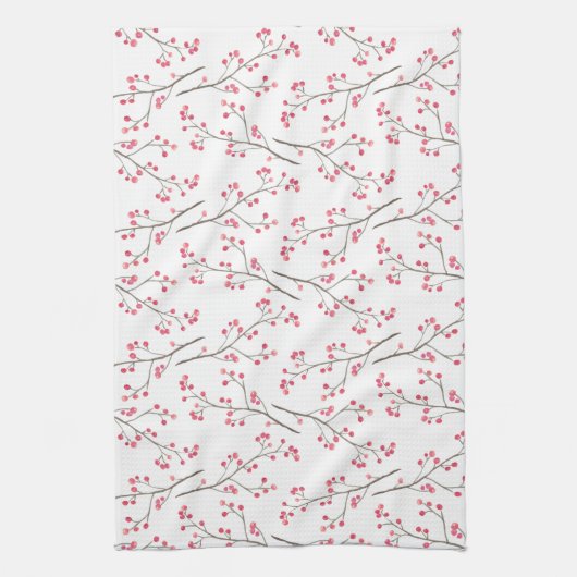 Winterberry Branch Waterverf Holiday Theedoek (Verticaal)