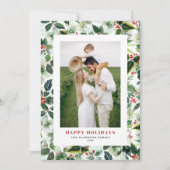 Winterberry en gevarieerde bladeren Patroonfoto Feestdagenkaart (Voorkant)