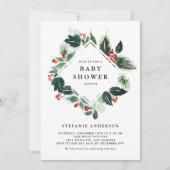 Winterberry en Holly Greenery Baby shower Kaart (Voorkant)