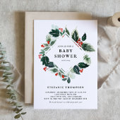 Winterberry en Holly Greenery Baby shower Kaart