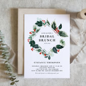 Winterberry en Holly Greenery bruidsbrunch Kaart