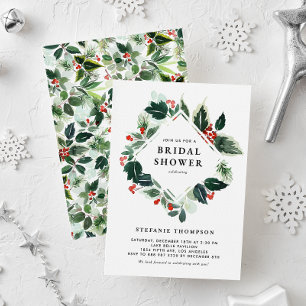 Winterberry en Holly Greenery Vrijgezellenfeest Kaart