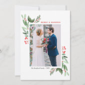 Winterberry en Holly Wedding Kerstfoto Feestdagenkaart (Voorkant)