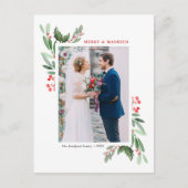 Winterberry en Holly Wedding Kerstfoto Feestdagenkaart (Voorkant)