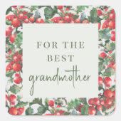 Winterberry Holly kerstcadeaus Vierkante Sticker (Voorkant)