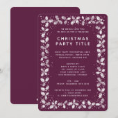 Winterberry Holly Leaf Border Kerstparty Kaart (Voorkant / Achterkant)