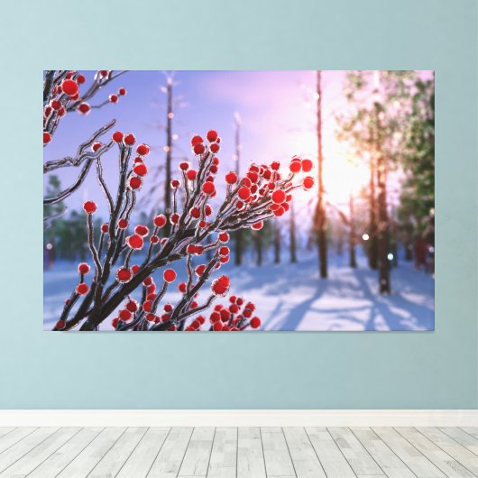 Winterberry in Ice Canvas (Insitu (Houten vloer))