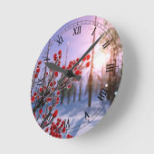 Winterberry in Ice Clock Ronde Klok (Hoek)