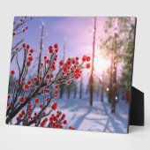 Winterberry in Ice Plaque Fotoplaat (Zijkant)