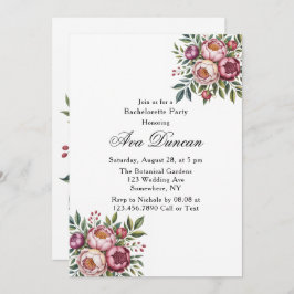 Winterberry Primrose Floral Bachelorette Party Kaart