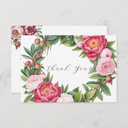 Winterberry Primrose Floral Wedding Bedankkaart (Voorkant / Achterkant)