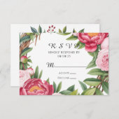Winterberry Primrose Floral Wedding RSVP Kaartje (Voorkant / Achterkant)