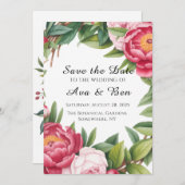 Winterberry Primrose Floral Wedding Save The Date (Voorkant / Achterkant)
