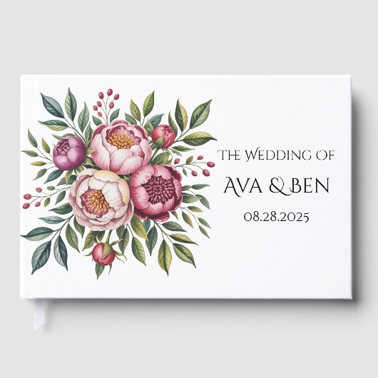 Winterberry Primrose Waterverf Floral Wedding Gastenboek (Voorkant)