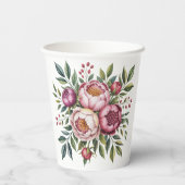 Winterberry Primrose Waterverf Floral Wedding Papieren Bekers (Achterkant)