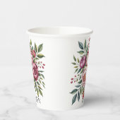Winterberry Primrose Waterverf Floral Wedding Papieren Bekers (Links)