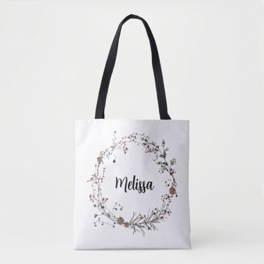 Winterberry rustieke boho wilde bloemen bloeien tote bag (Voorkant)