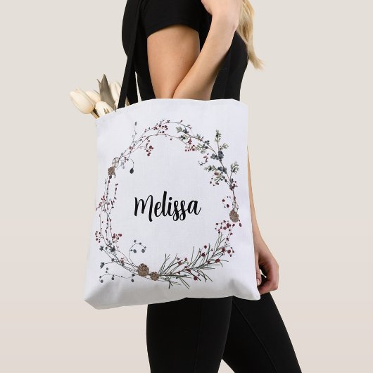 Winterberry rustieke boho wilde bloemen bloeien tote bag