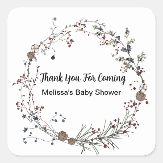 Winterberry rustieke Boho Wildflower Gardens Vierkante Sticker (Voorkant)