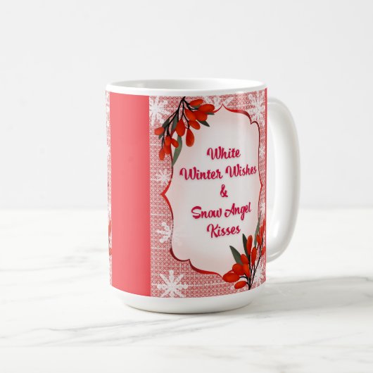 Winterberry White Winter Wishes Snow Angel Kisses  Koffiemok (Voorkant rechts)