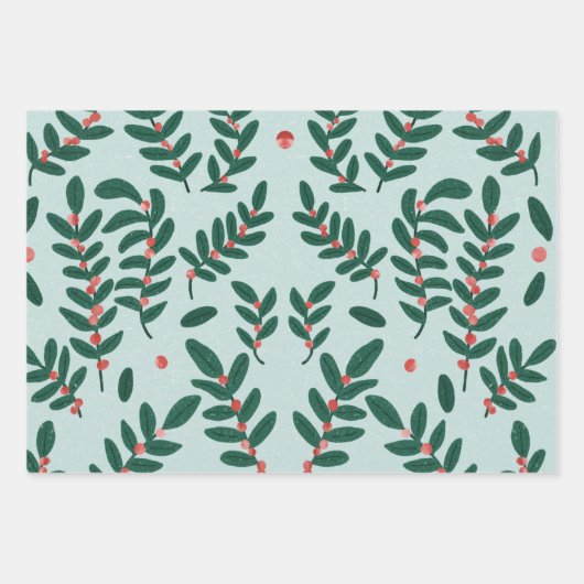 Winterbes-blauw Inpakpapier Vel (Voorkant 3)