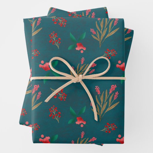 winterbes - blauw inpakpapier vel (In situ)