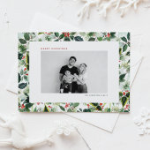 Winterbes en bonte bladeren Foto Kerstmis Feestdagenkaart