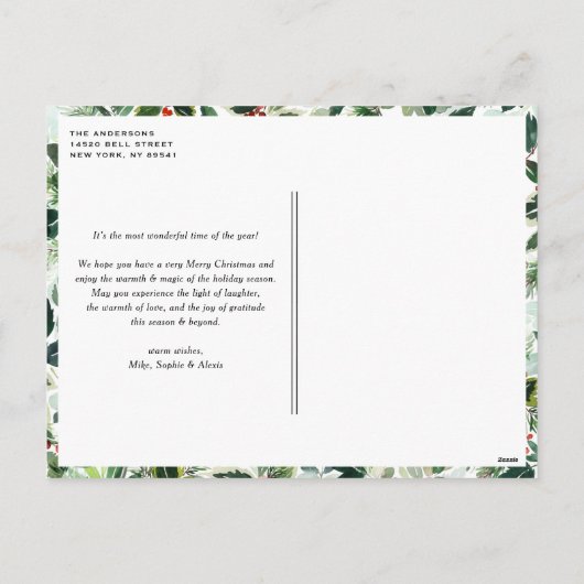 Winterbes en bonte bladeren Foto Kerstmis Feestdagenkaart (Achterkant)