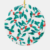 Winterbes (Festive) Keramisch Ornament (Achterkant)