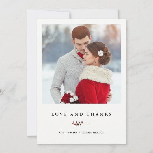Winterbes Holiday Bruiloft Liefde Dank Bedankkaart (Voorkant)
