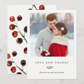 Winterbes Holiday Bruiloft Liefde Dank Bedankkaart (Voorkant / Achterkant)