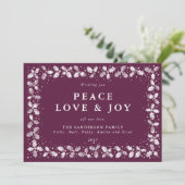 Winterbes Hollly + Bessen Border Plat Niet Foto Feestdagenkaart (Staand voorkant)