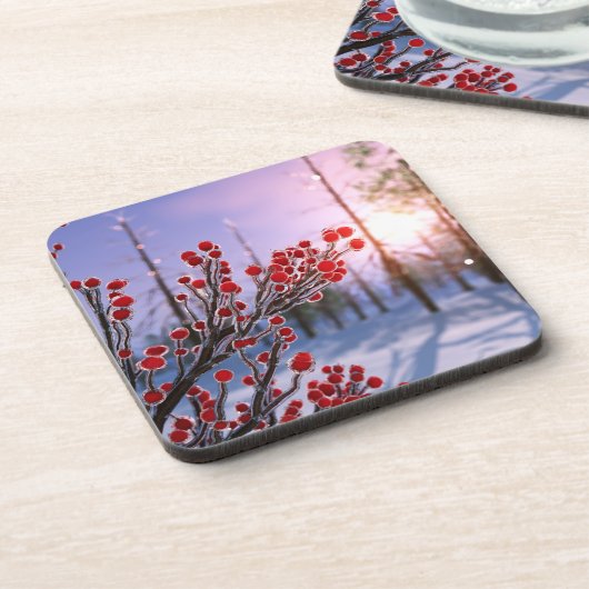 Winterbes in Ice Cork Onderzetters (Linkerzijde)