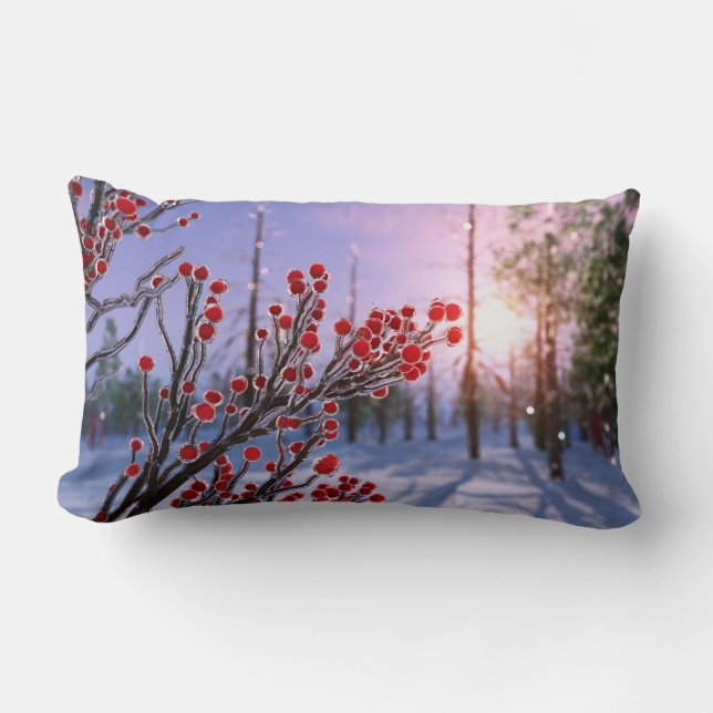 Winterbes in Ice Pillow Kussen (Voorkant)