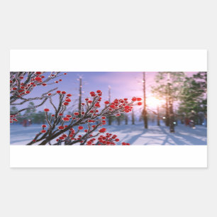 Winterbes in Ice-Stickers Rechthoekige Sticker