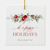 Winterbes “Prettig Kerstfeest” Keramisch Ornament (Achterkant)